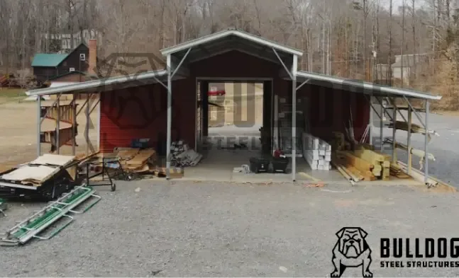 All-weather metal barn on a working farm, engineered for livestock, hay and equipment storage