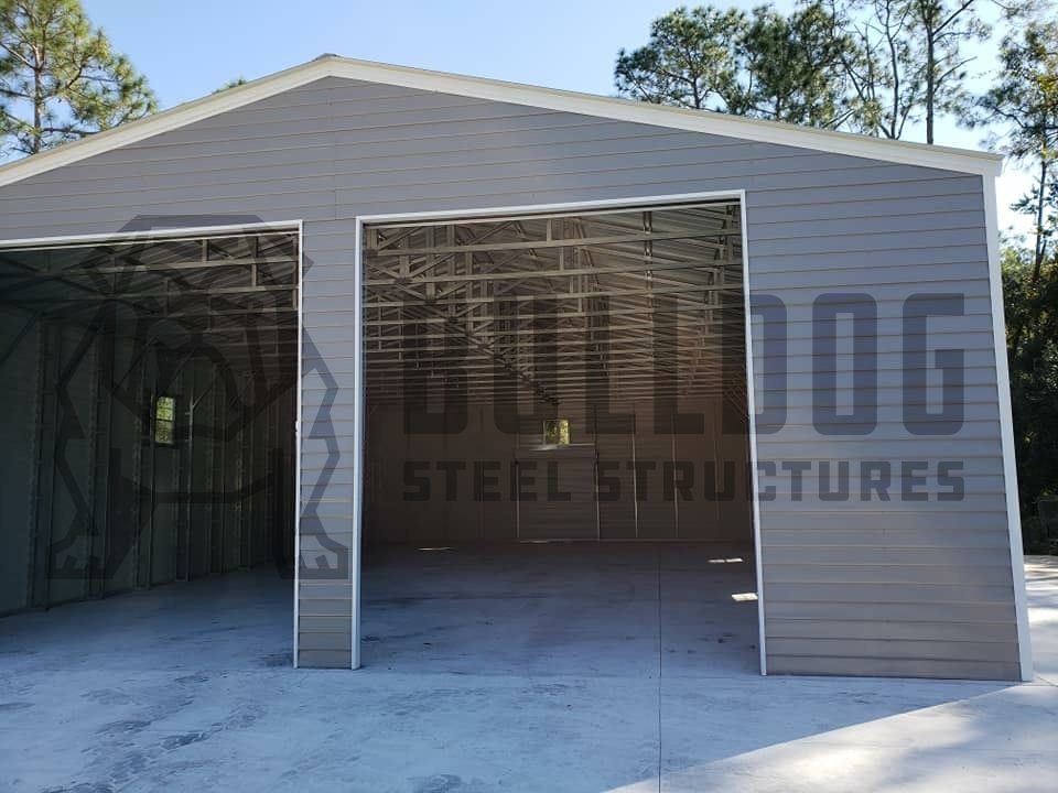 commercial metal building with lap siding