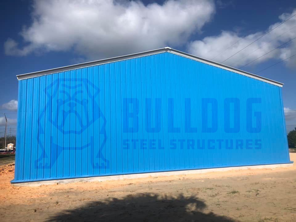 blue 40 by 80 commercial metal building