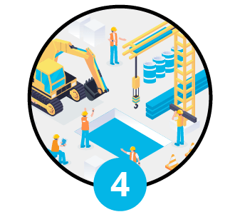 step 4 graphic with construction worker illustrations