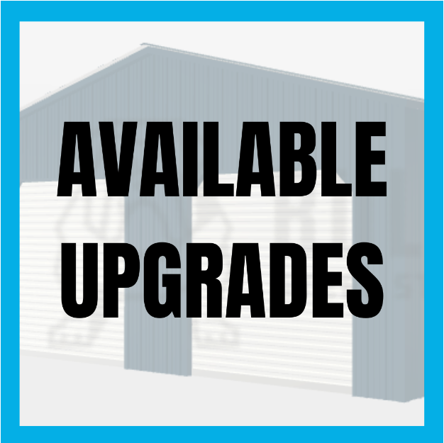 Available upgrades written over a metal building